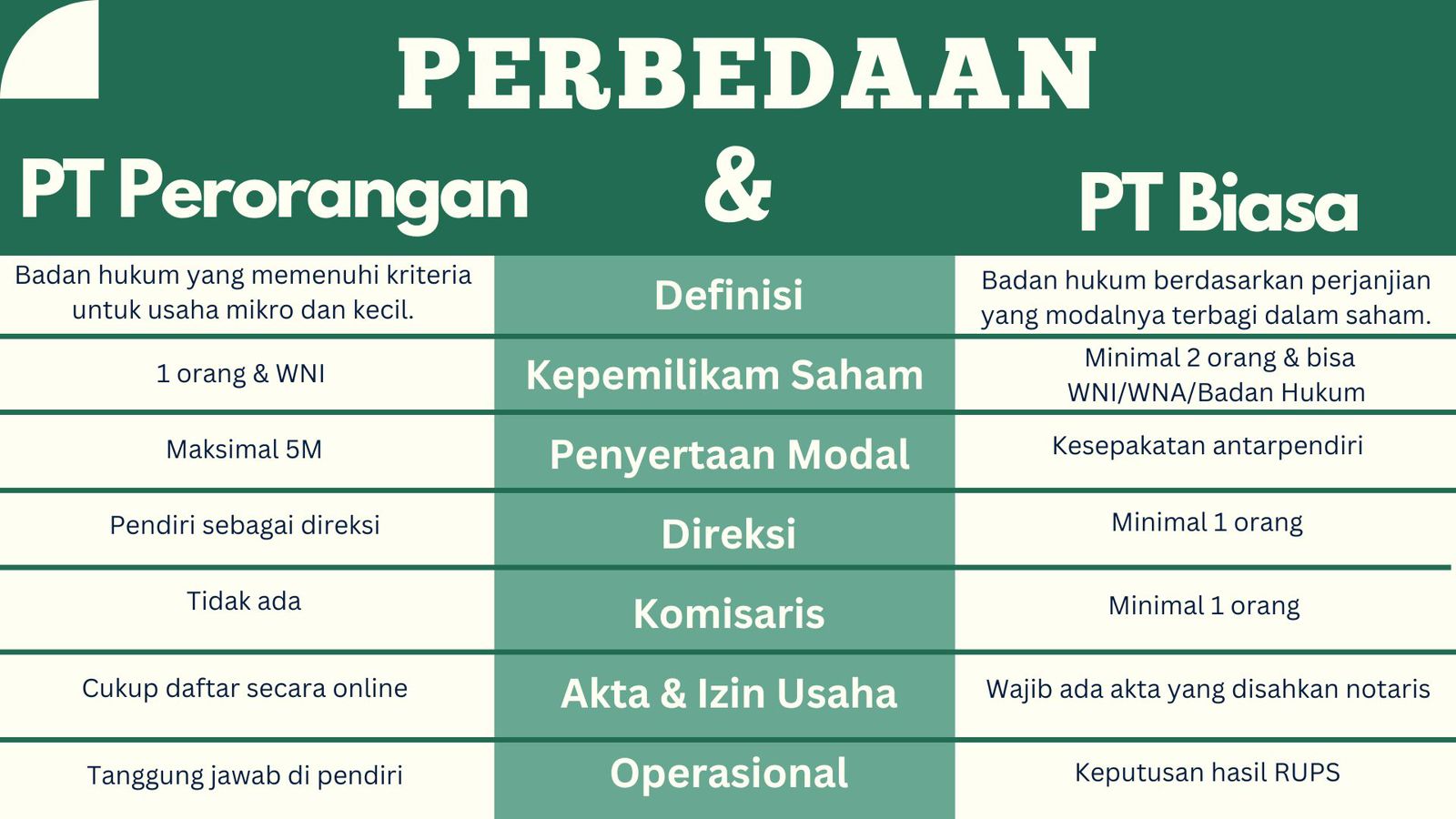 PERBEDAAN PT PERORANGAN DAN PT BIASA