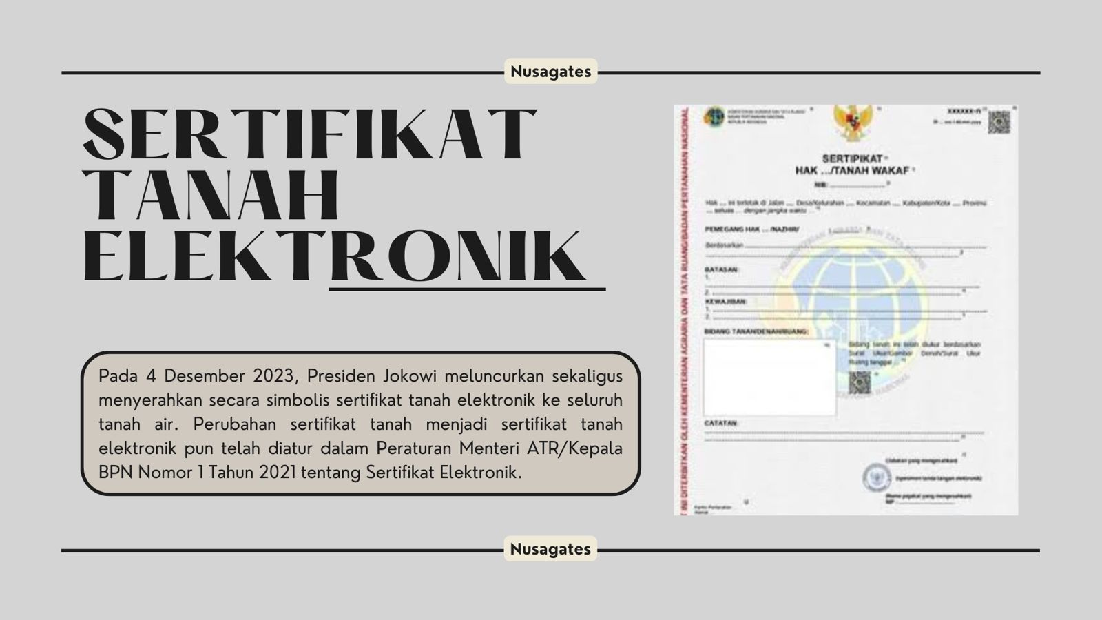 Jokowi Resmi Luncurkan Sertifikat Tanah Elektronik